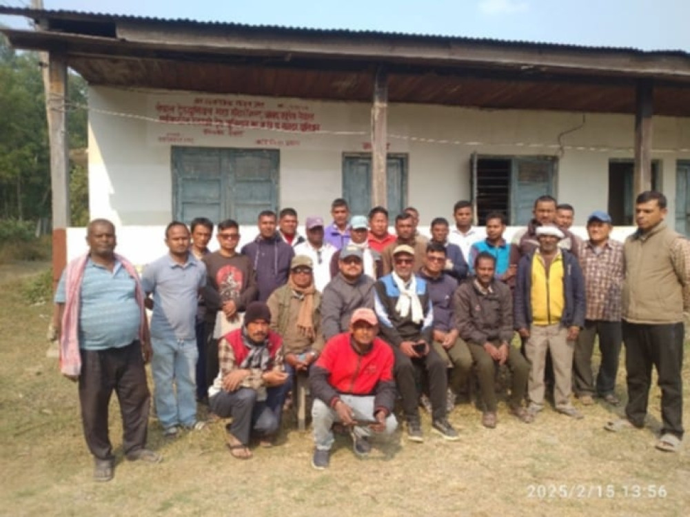 Sarlahi's Sagarnath Forest Development Project workers in Kathmandu after not being paid for 11 months