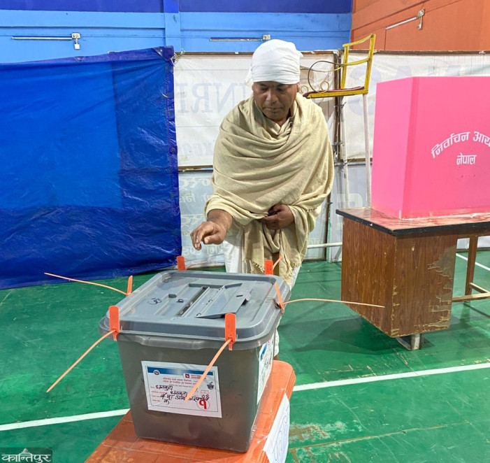 A girl from Kiriyaputri cast her vote in Dhankuta