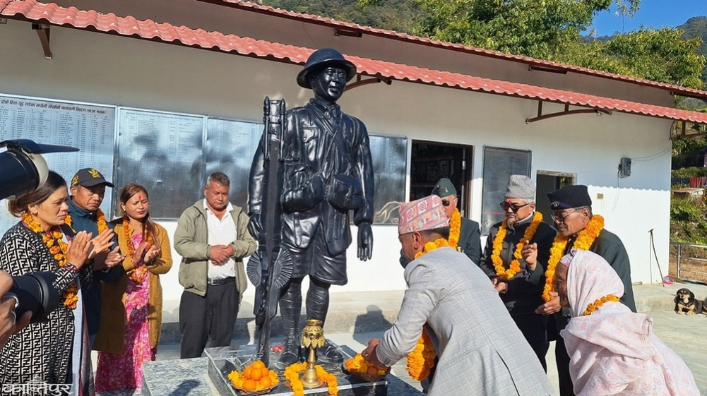 Statue of Rana Magar, who received the Victoria Cross at a young age, installed