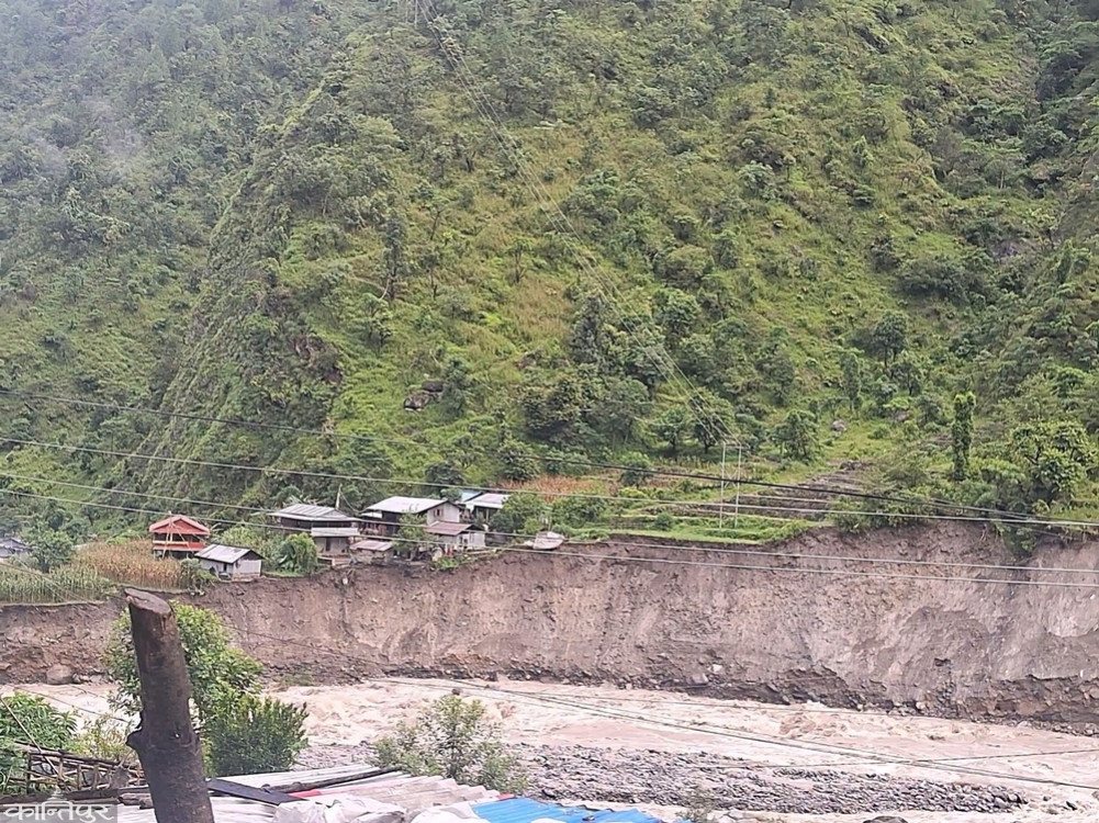 More than 25 houses at risk due to erosion by Khare Khola