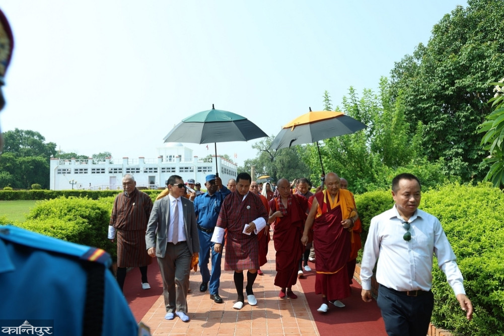 Bhutan's Home Minister Tshering visits Maya Devi Temple in Lumbini