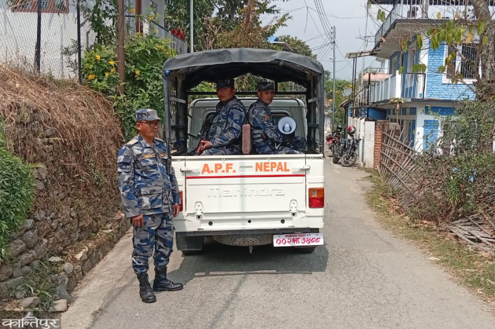 Armed Police mike in Dhankuta, warning of possible storm
