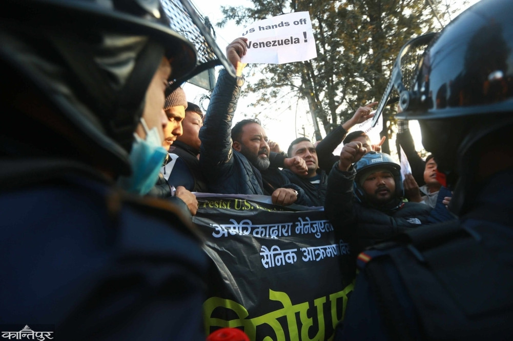 Protest in Kathmandu against US attack on Venezuela
