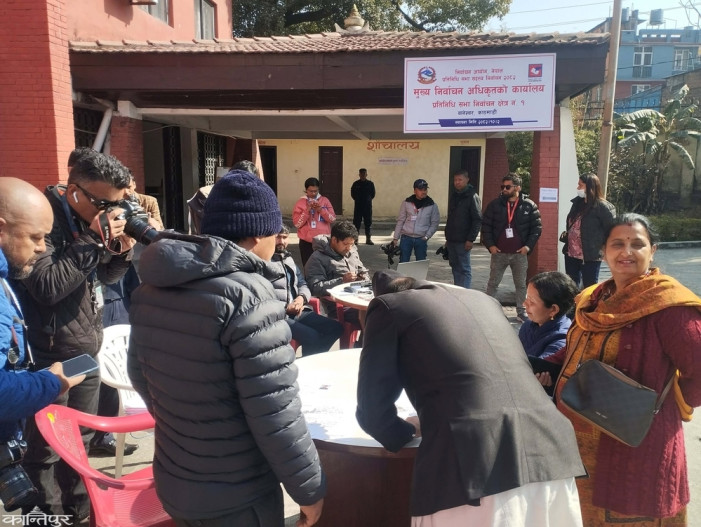 Four candidates have filed nominations in Kathmandu-1 by noon.