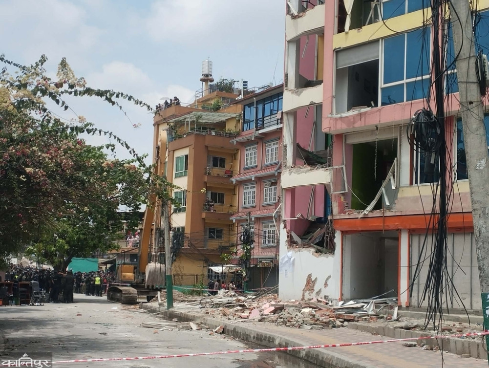 Encroached structures in Kapan's seven-storey, Pathibhara, and Tenzing Chowk are being removed in a hurry.