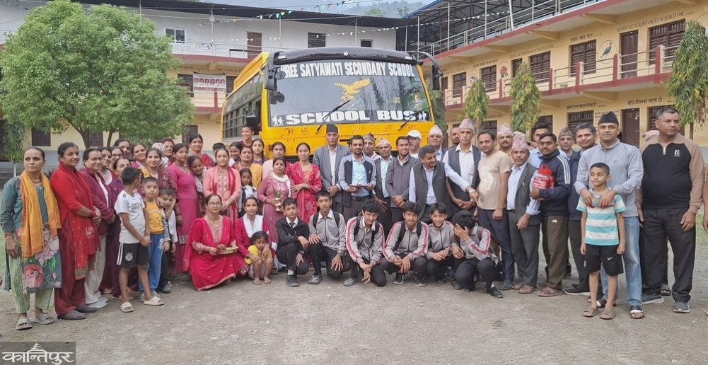 School bus operation at Satyawati Secondary School by collecting funds from alumni, teachers, and parents