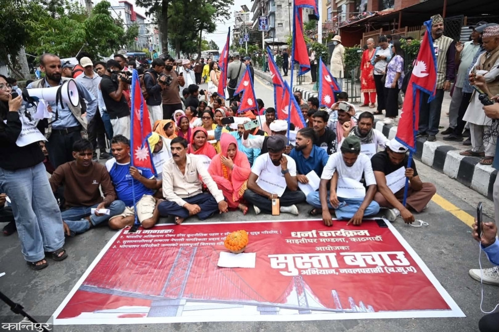 Susta residents protest in Kathmandu against Indian encroachment
