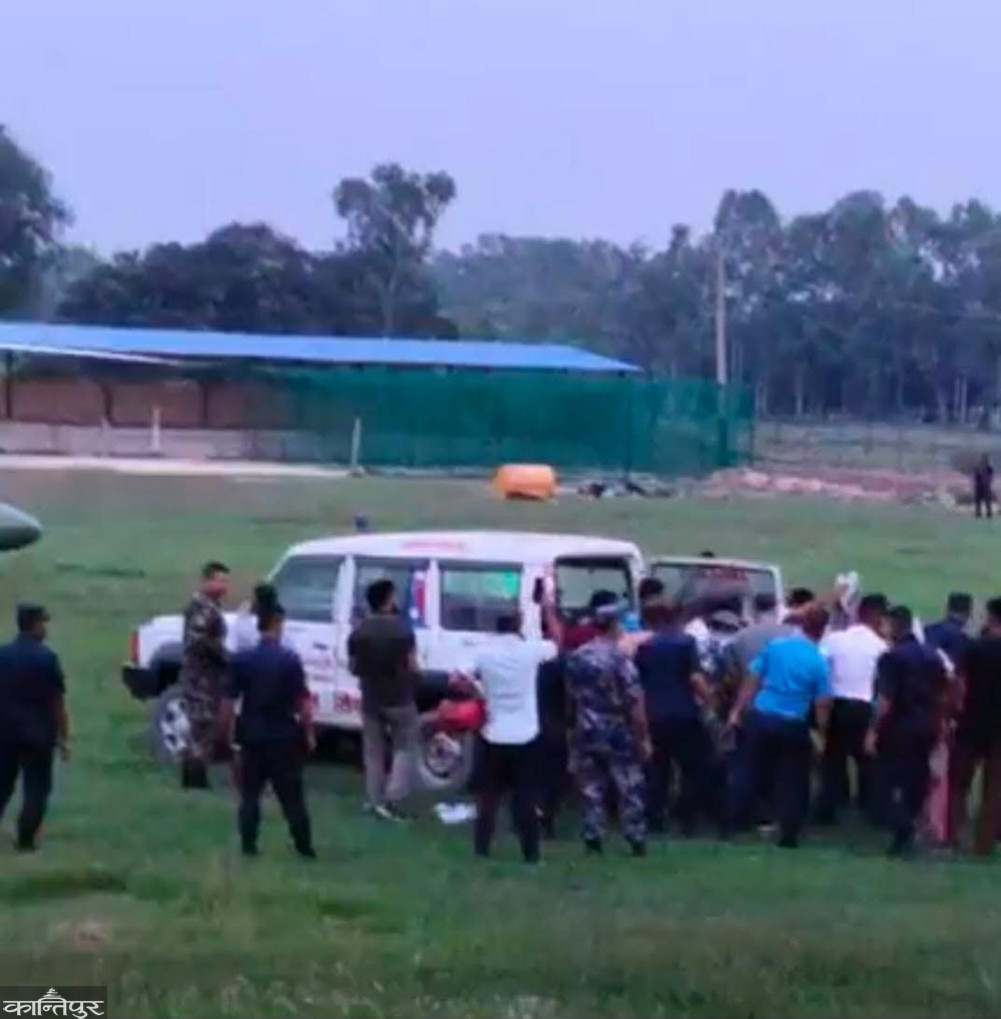 The injured Mandal was airlifted to Kathmandu by helicopter.