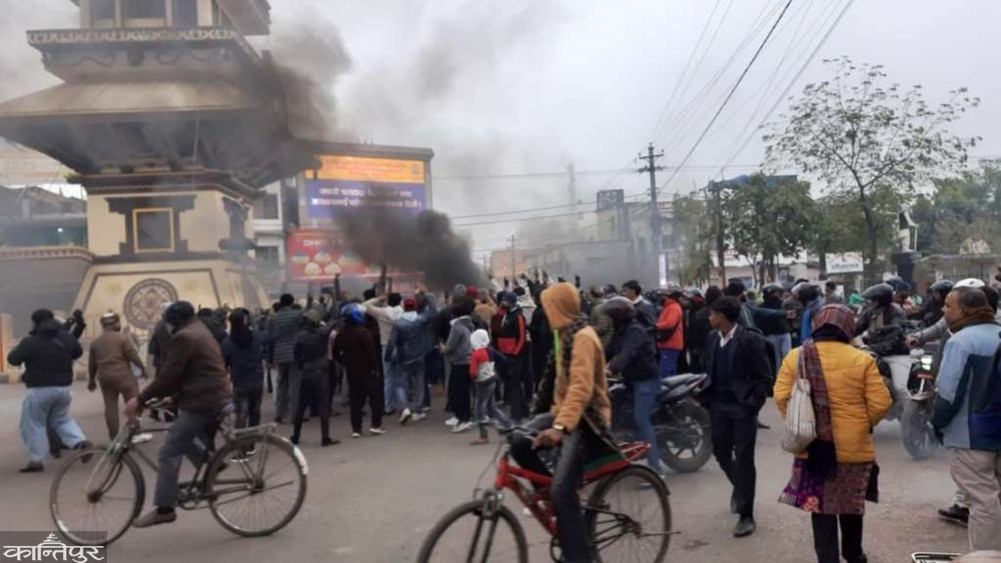 Tension between two groups in Dhanusha, protest in Birgunj