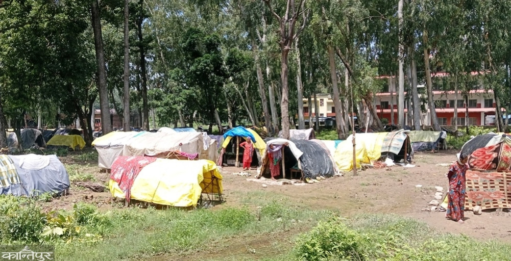 Shuklaphanta displaced people, who have been protesting for 6 months, live under a hut in Jhari