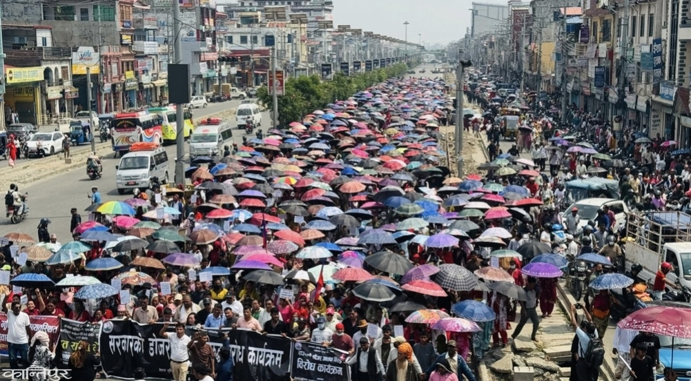 Protest in Butwal demanding that squatters not be evicted without alternative