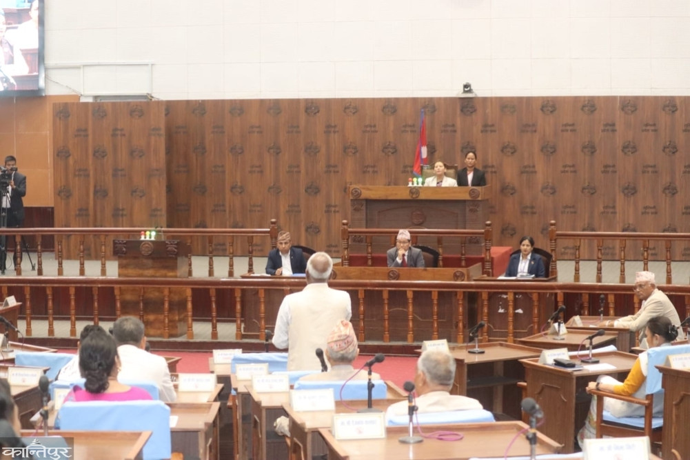 Protest in Lumbini Provincial Assembly alleging vindictive behavior by the federal government