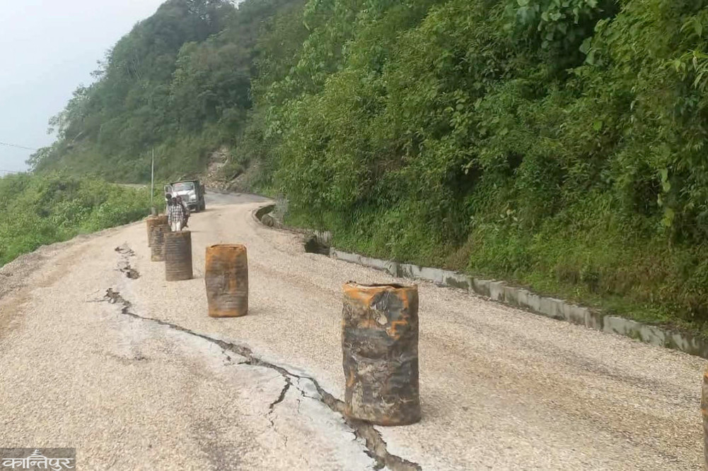 Road under construction in Chichila, Sankhuwasabha flooded due to rain, one-way traffic operation