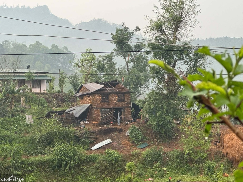 Hail, rain and wind in Gorkha: Roofs of more than a dozen houses, barns and schools blown off