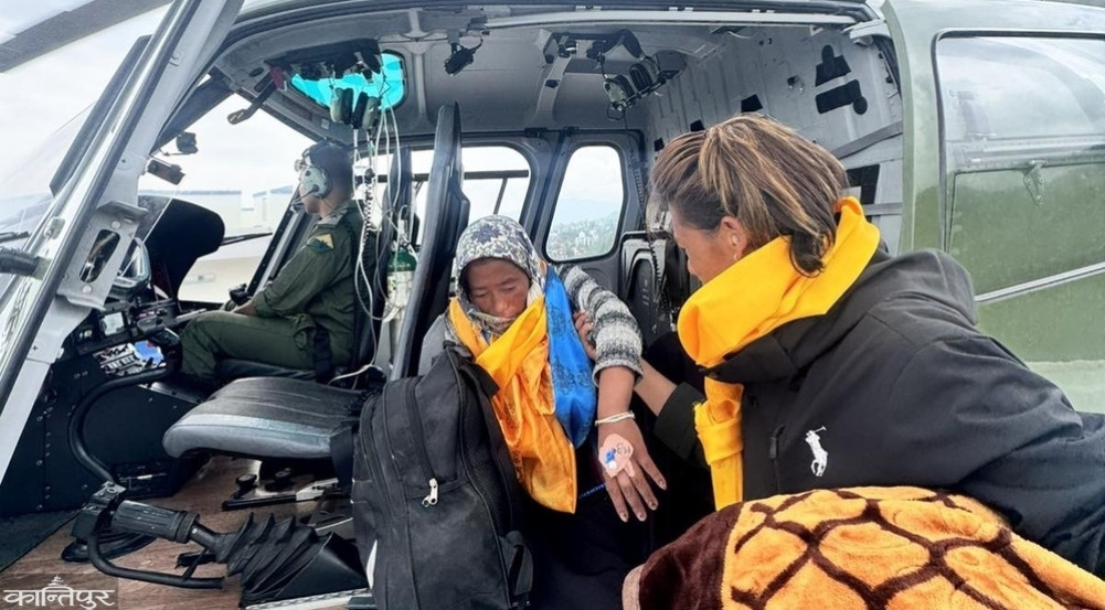 Rescued by helicopter after experiencing a complex pregnancy problem