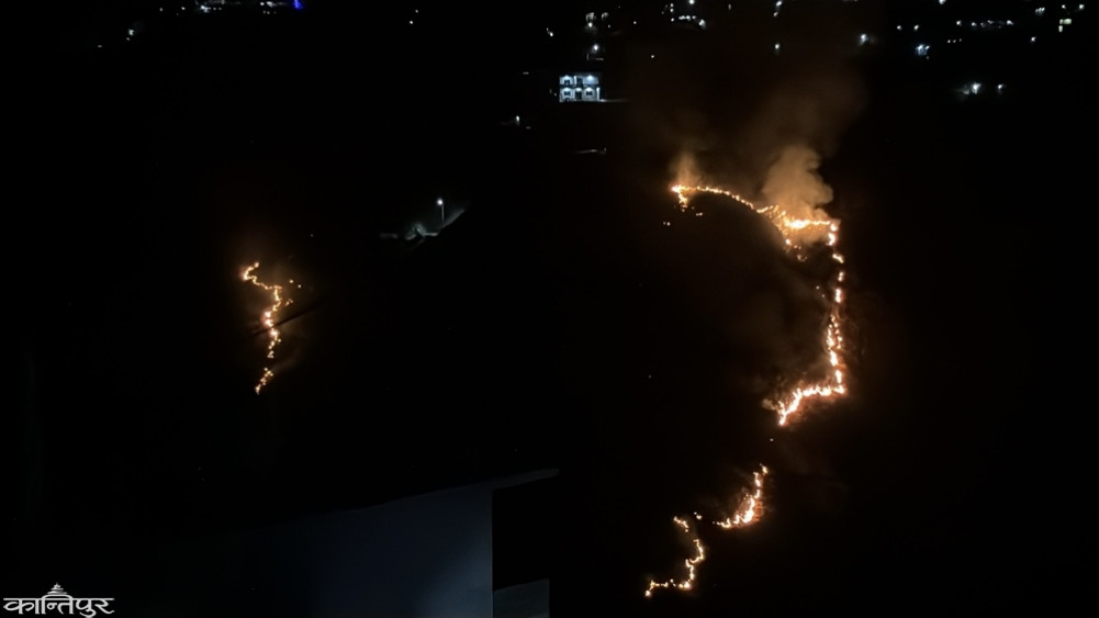Fire breaks out in forest near Khalanga Bazaar