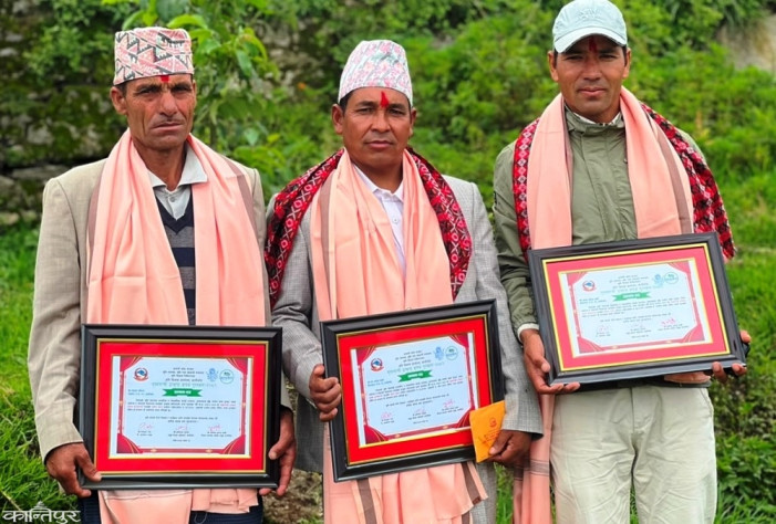 Tek Bahadur, who left teaching to take up apple farming, became an excellent farmer