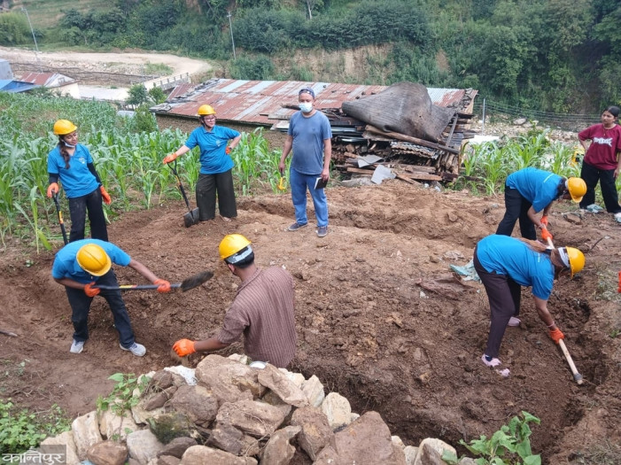 Construction of houses for 14 flood-affected families begins in Panauti