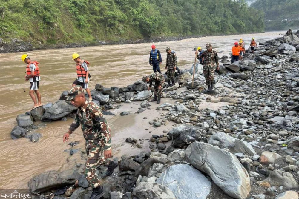 The condition of the minibus and passengers that fell in Karnali is still unknown, from helicopters to drones being deployed.