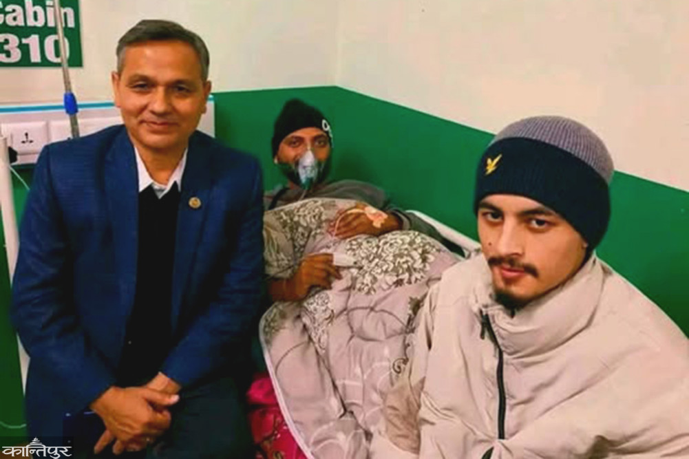 Home Minister visits Nicholas Bhusal at the hospital