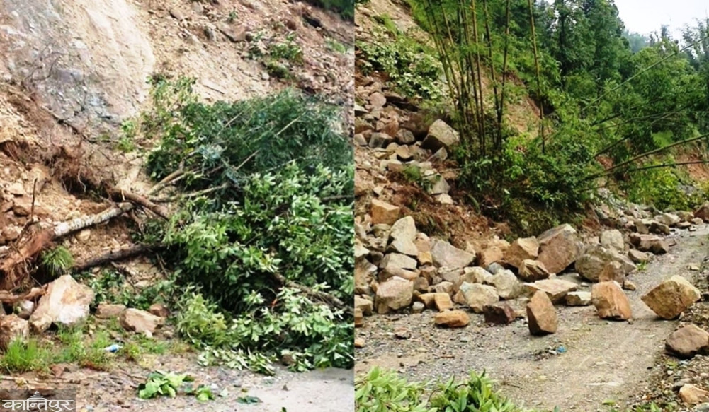 Landslide blocks Halede-Dhobi-Sirise-Dhade road, halts Kathmandu-bound vehicles