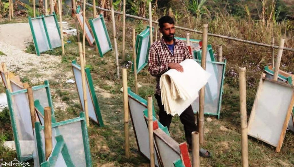 Prem Prasad earns 60,000 rupees per month by making paper from banana peels