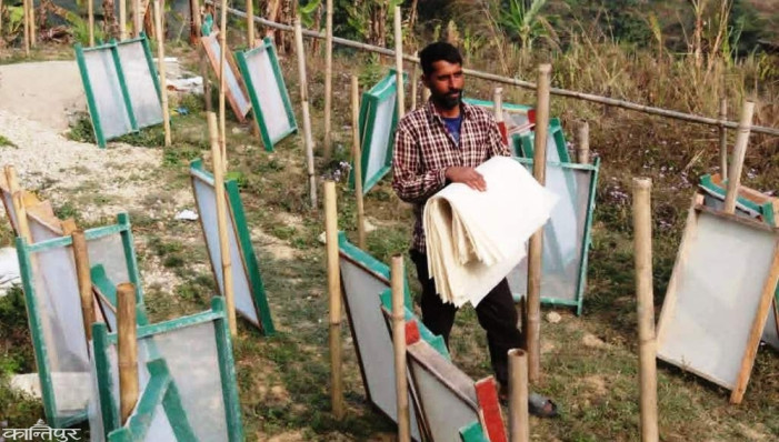 Prem Prasad earns 60,000 rupees per month by making paper from banana peels