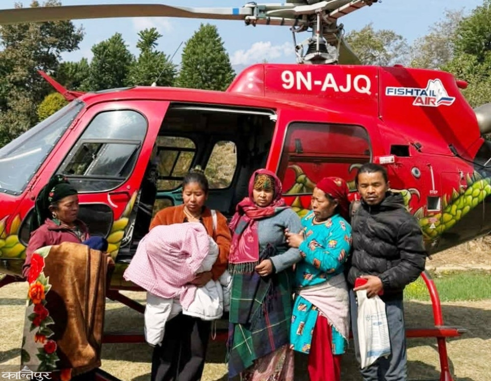 Emergency helicopter rescue of newborn baby born to teenage mother