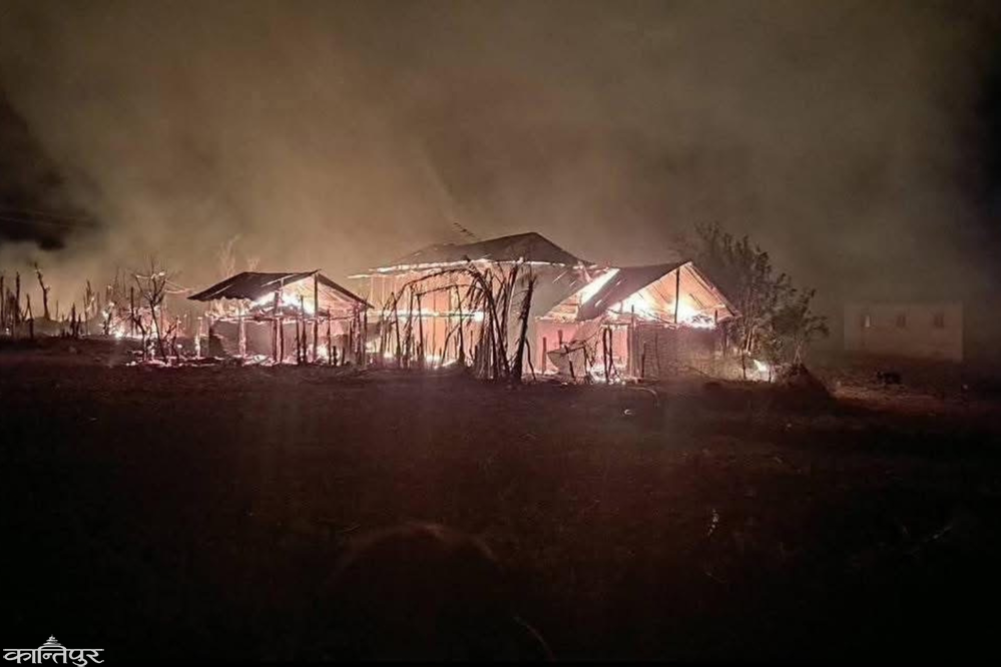 22 houses destroyed in fire in Airavati, Pyuthan