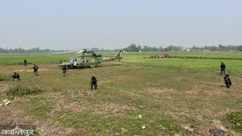 Army air patrol in Rautahat