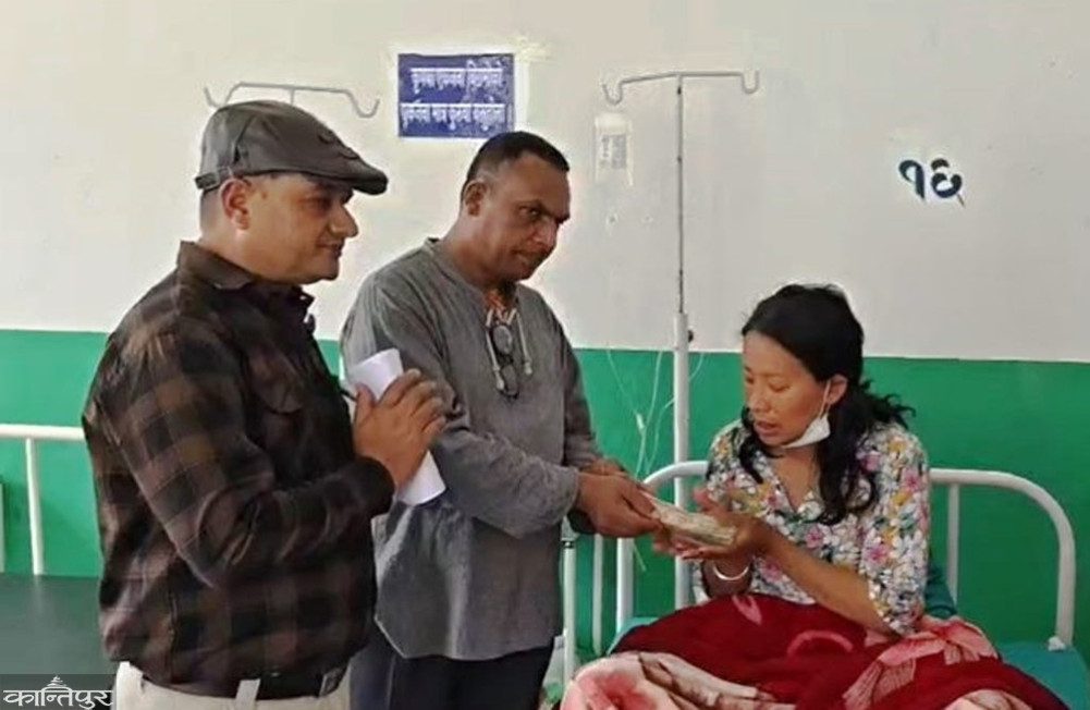 INSEC provides financial assistance to Sharmila, who was seriously injured after being beaten by her husband.