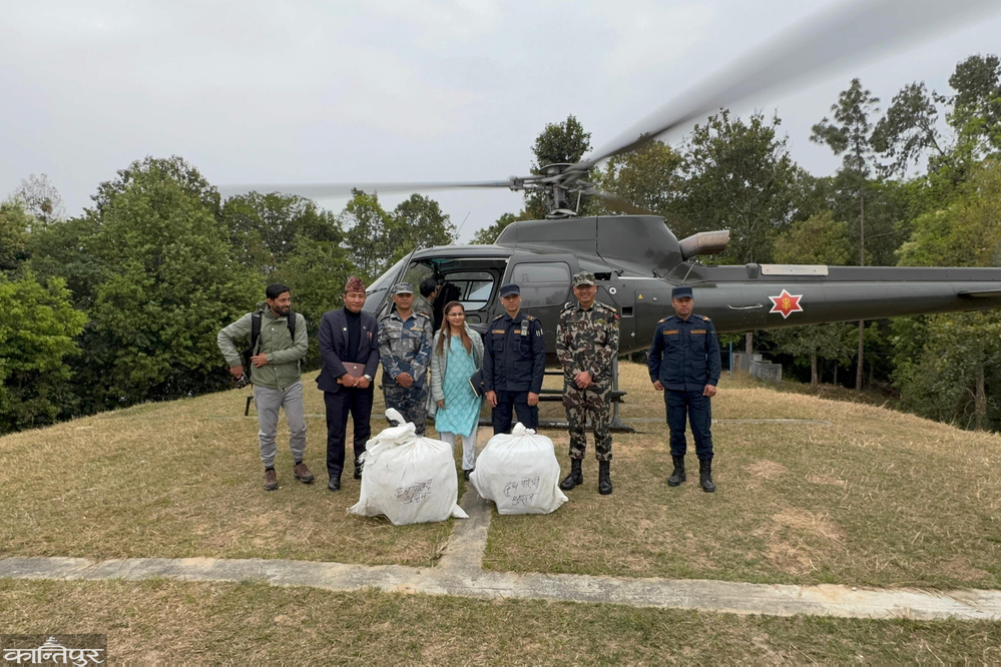 13 votes from Thudam, Sankhuwasabha brought by helicopter, counting to begin in the afternoon