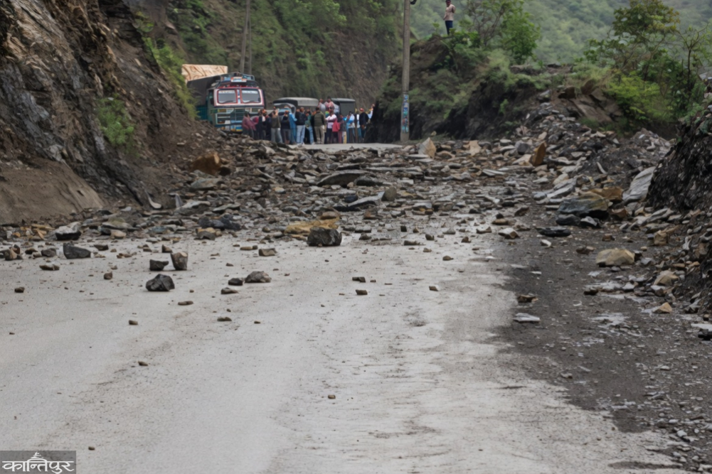 Landslide in Tuinkhola, Narayangadh-Muglin road blocked