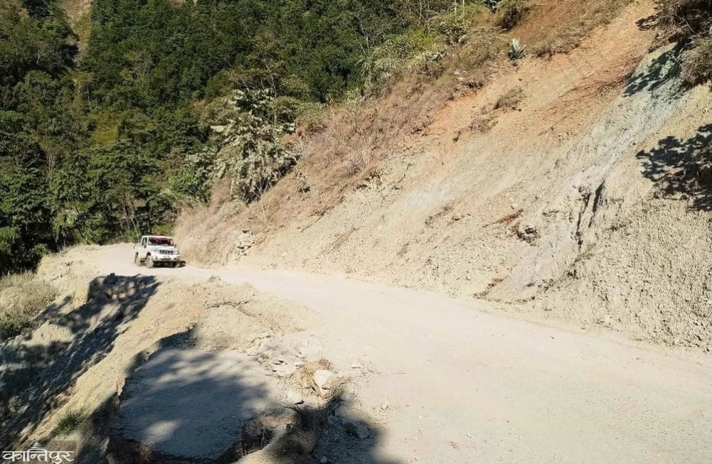 In the Baglung section of the mid-hills, neither potholes are filled nor landslides are removed.
