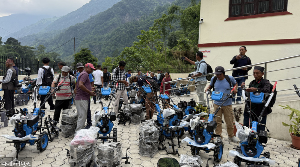 Farmers in Marsyangdi shocked after receiving hand tractors at 50 percent subsidy