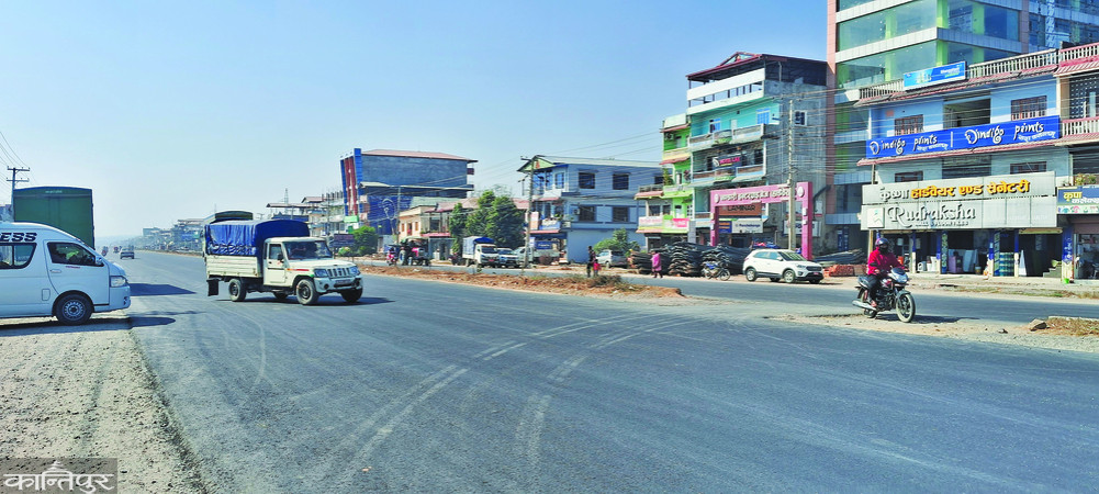 3 km of blacktop, 11 km of slope on the Narayangadh-Butwal road