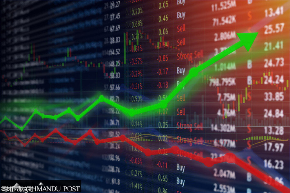 NEPSE rises by double digits, trading volume halve