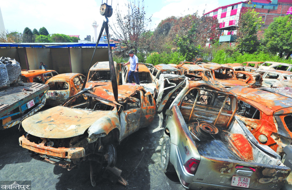 The vehicles set on fire on 24 Bhadra have not yet been managed.
