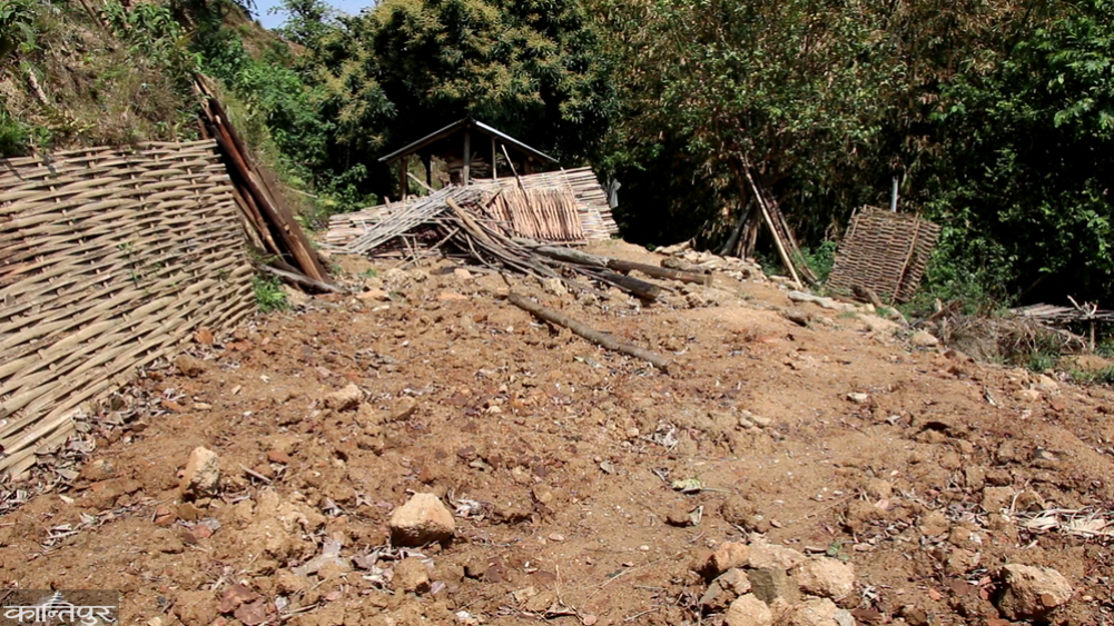 Tilkechaur residents displaced after land cracks, government relief still pending