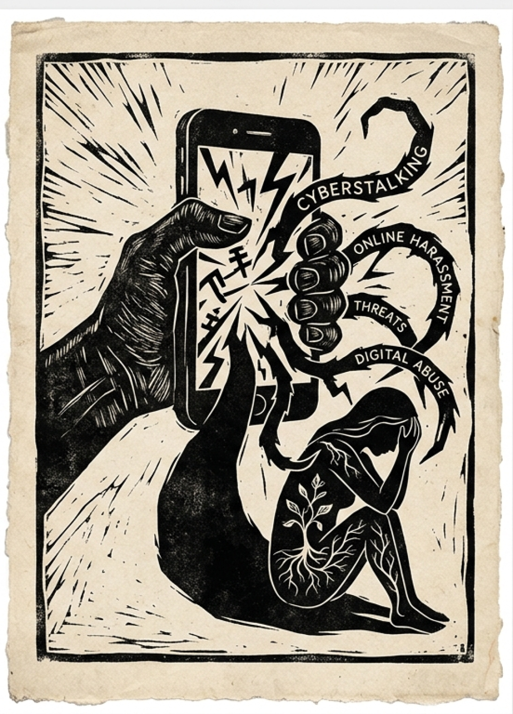 Big violence happening on the small screen of a mobile phone