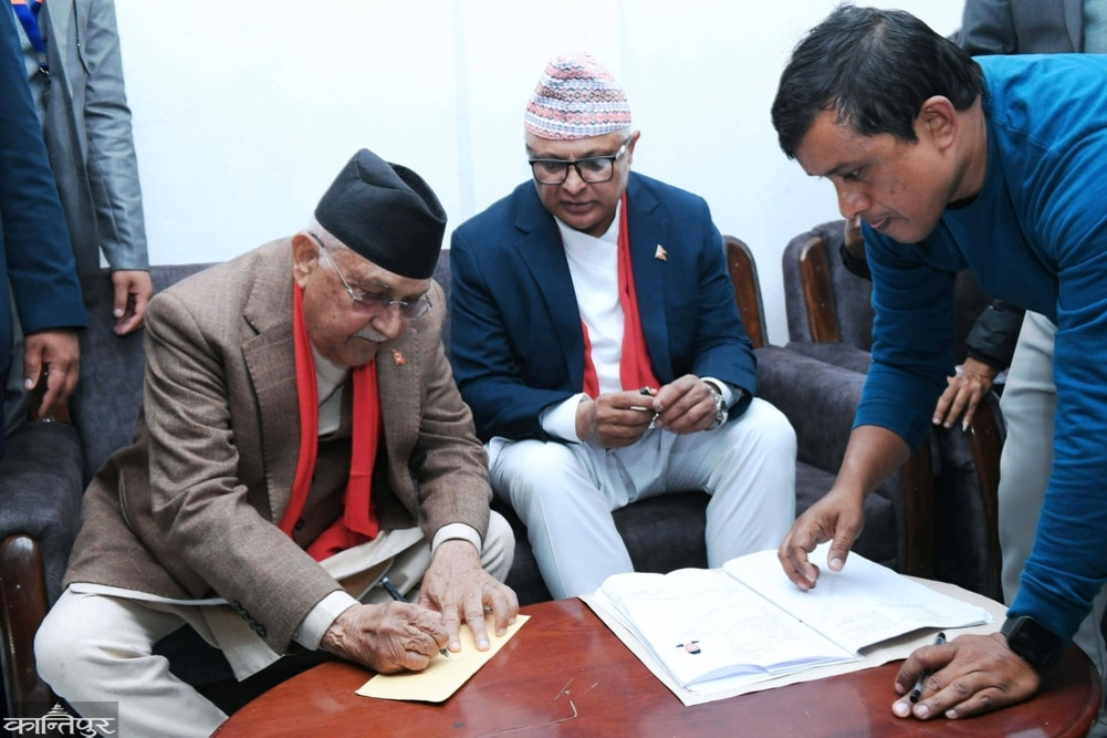 Oli files candidacy in Jhapa-5