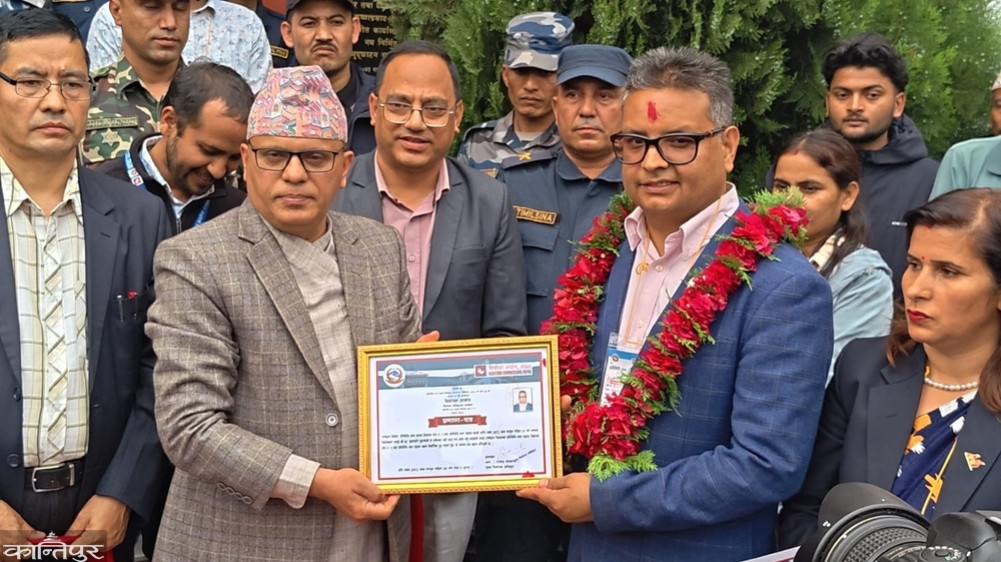 Krishnahari Budhathoki of the Rashtriya Swayamsevak Sangh (RSS) wins in Ramechhap-1.