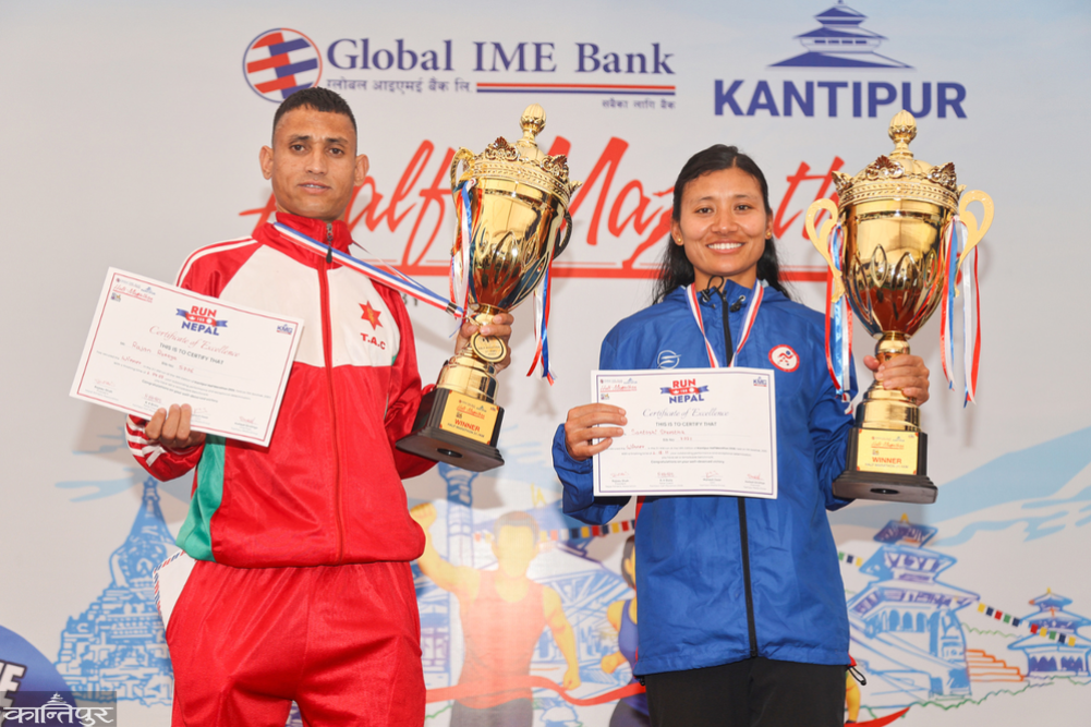 Rajan and Santoshi win Kantipur Half Marathon title