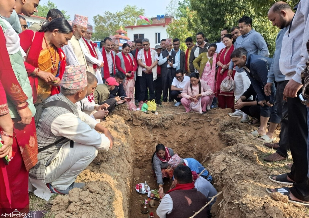 Upgradation of football field begins in Rampur, Palpa