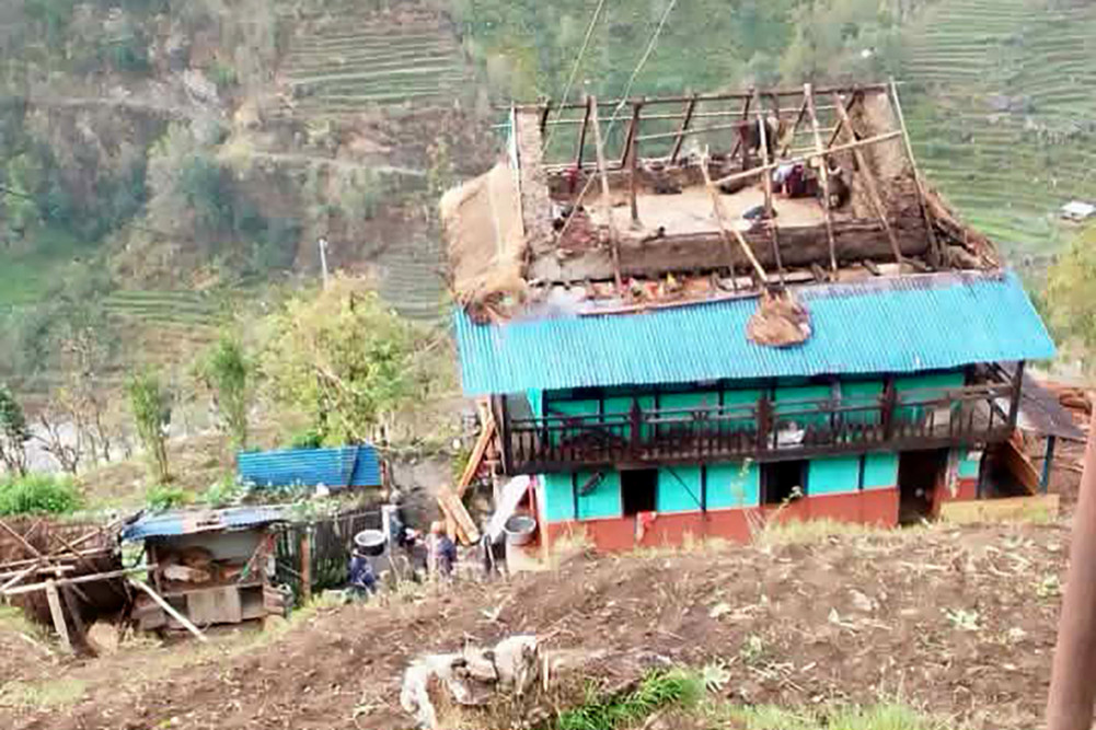 Storms accompanied by rain cause damage in various places in Taplejung