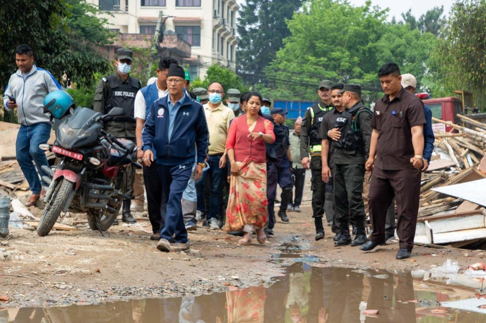 Acting Mayor Dangol monitors demolished squatter settlements, instructs to begin conservation work