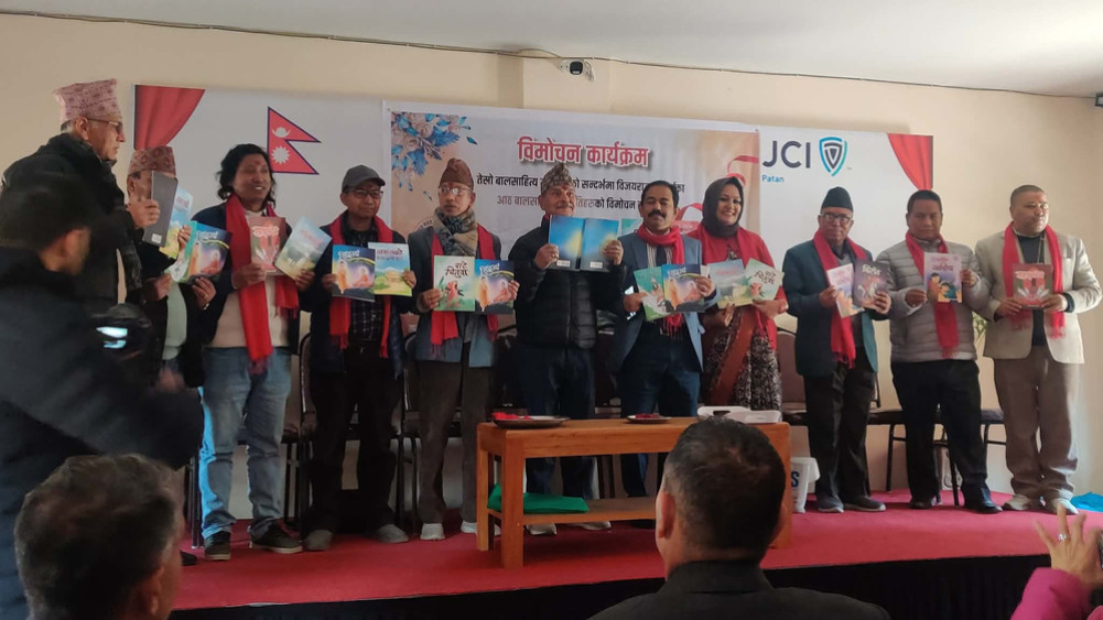 8 children's books by Vijayaraj Acharya released at Children's Literature Festival