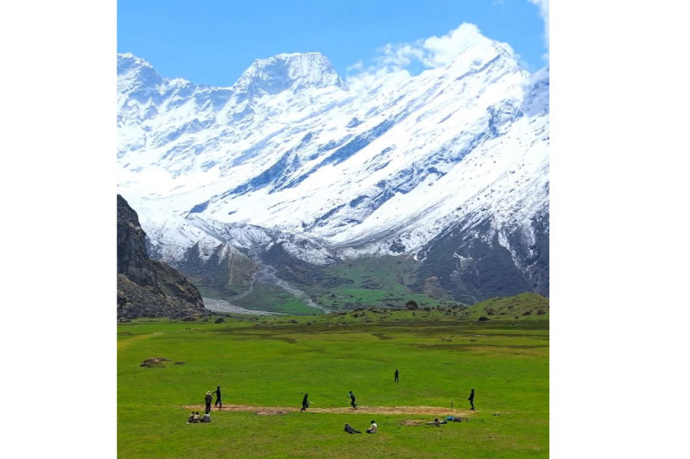 A cricket stadium at the foot of Mount Api!