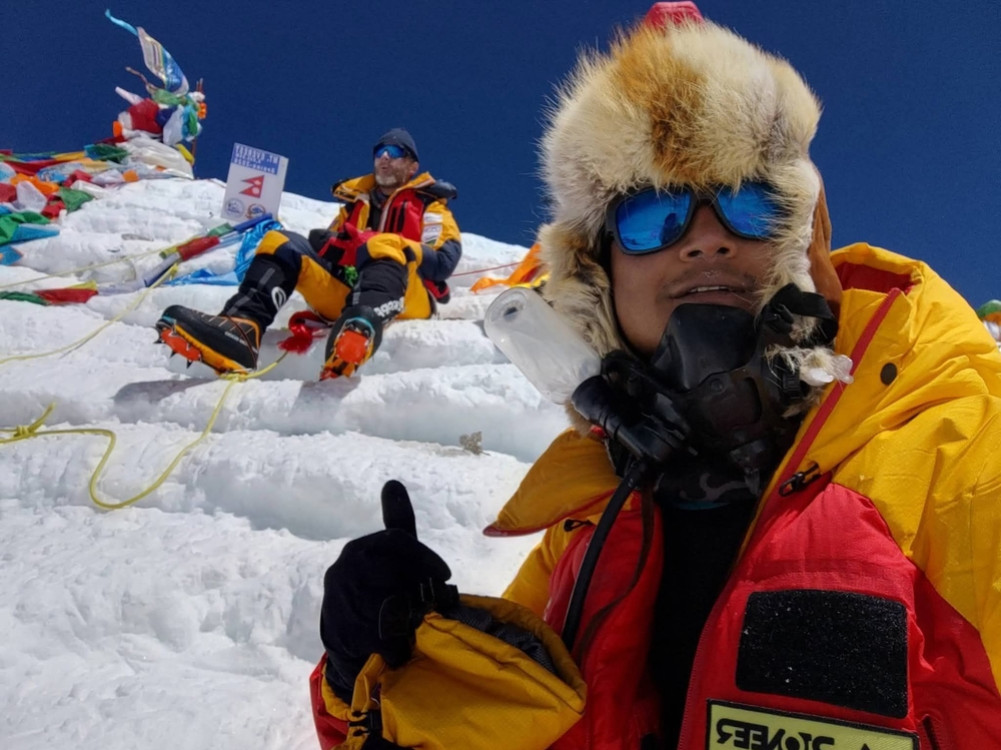 Dhanukumar of Manthali reaches the summit of Mount Everest on his third attempt