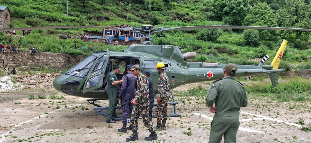Dolpa flood: Injured rescued by helicopter
